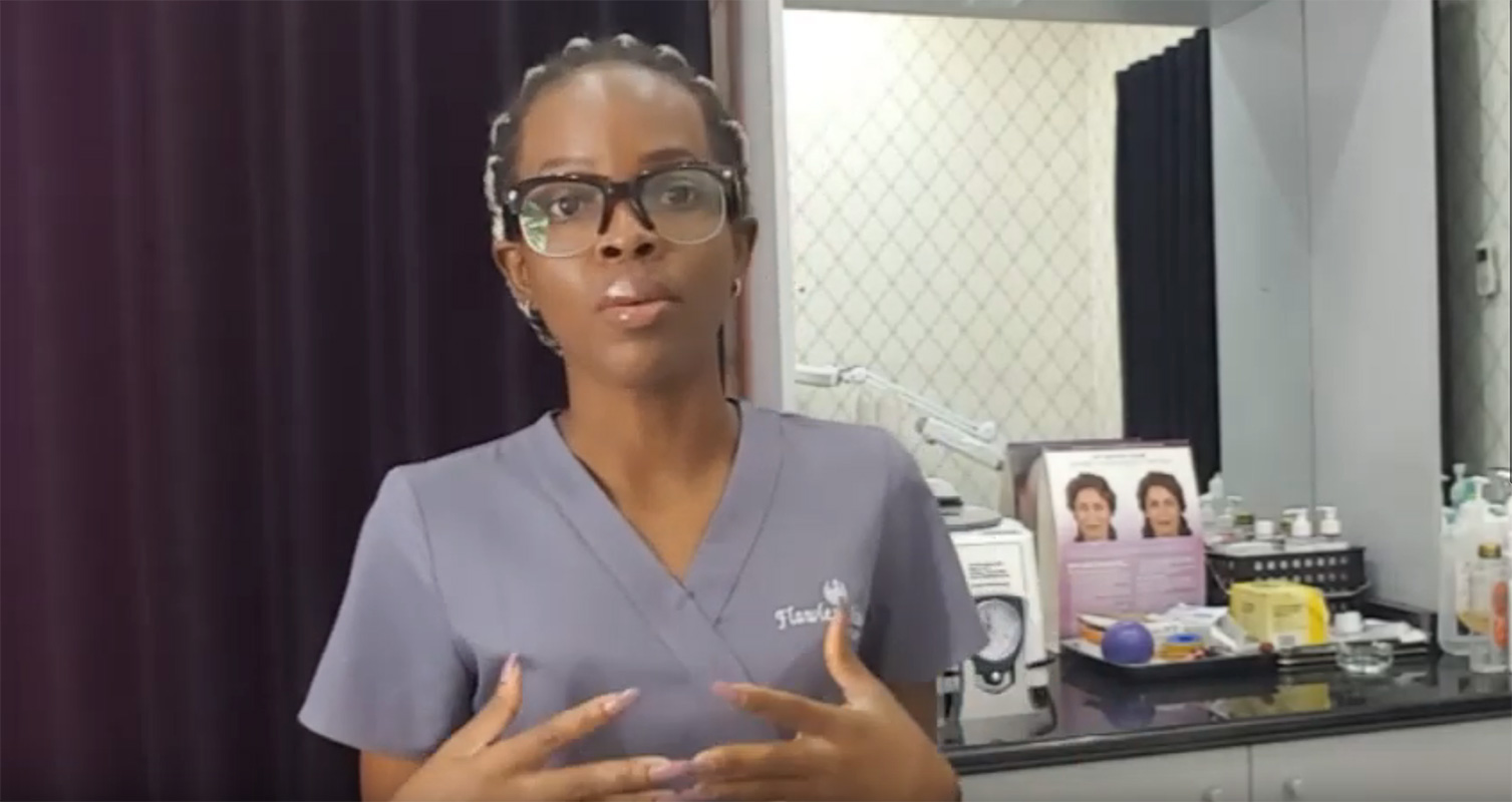 Abby Bakare, founder of Flawless Aesthetic Center, explaining Dermal Fillers