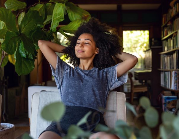 Woman touching her hair